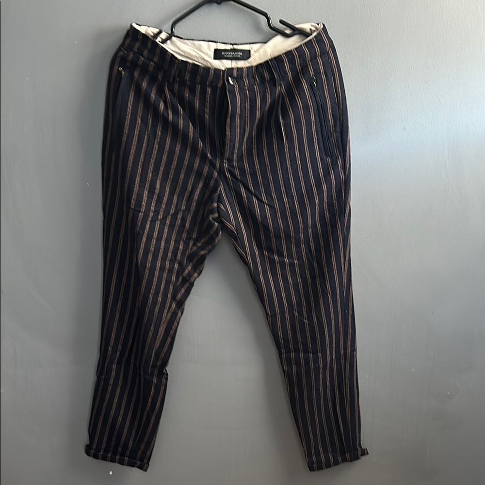 Scotch & Soda Black and Brown Dress Pants with Tailored Fit